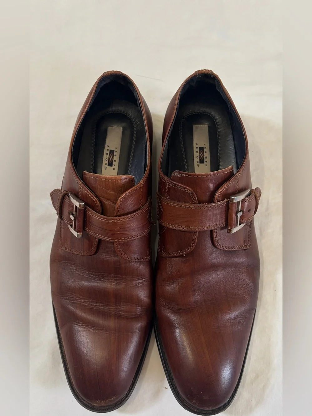 Joseph Abboud Men’s Monk Strap Leather Dress Shoes Brown Size 11 D